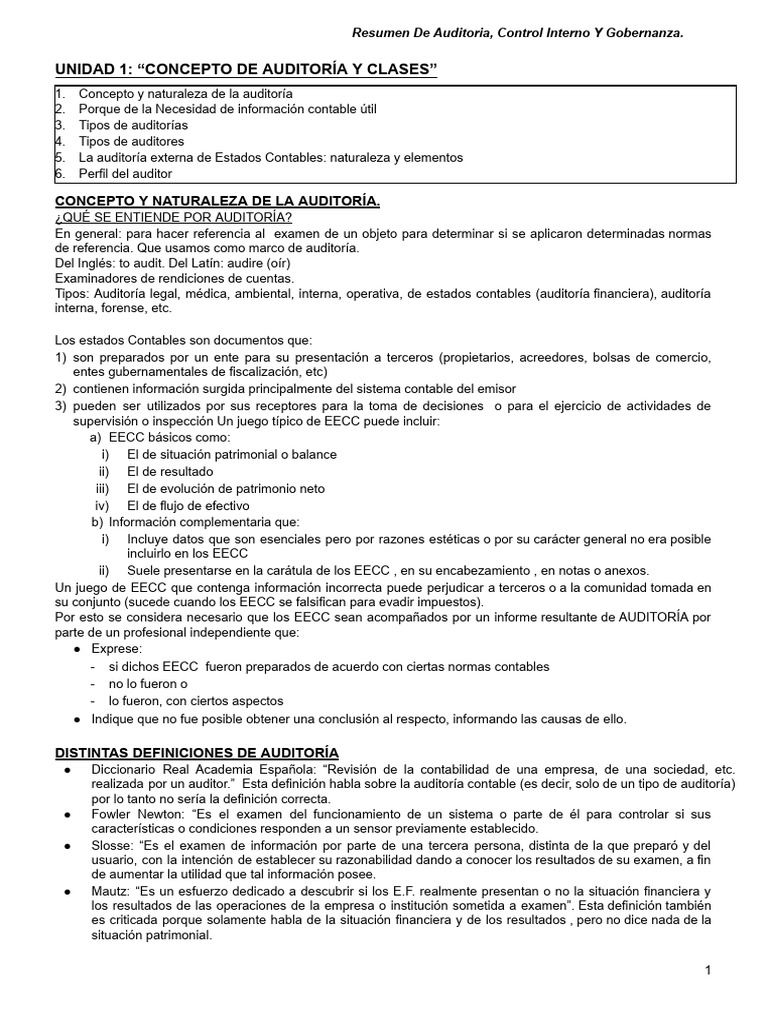 Auditoría y Control Interno: Conceptos Clave | PDF | Auditoría | Contralor