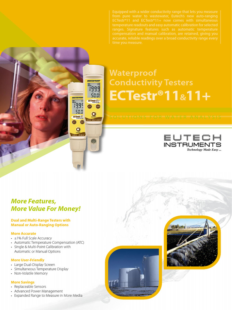 Waterproof Conductivity Testers ECTestr®11+ | PDF | Calibration | Sensor