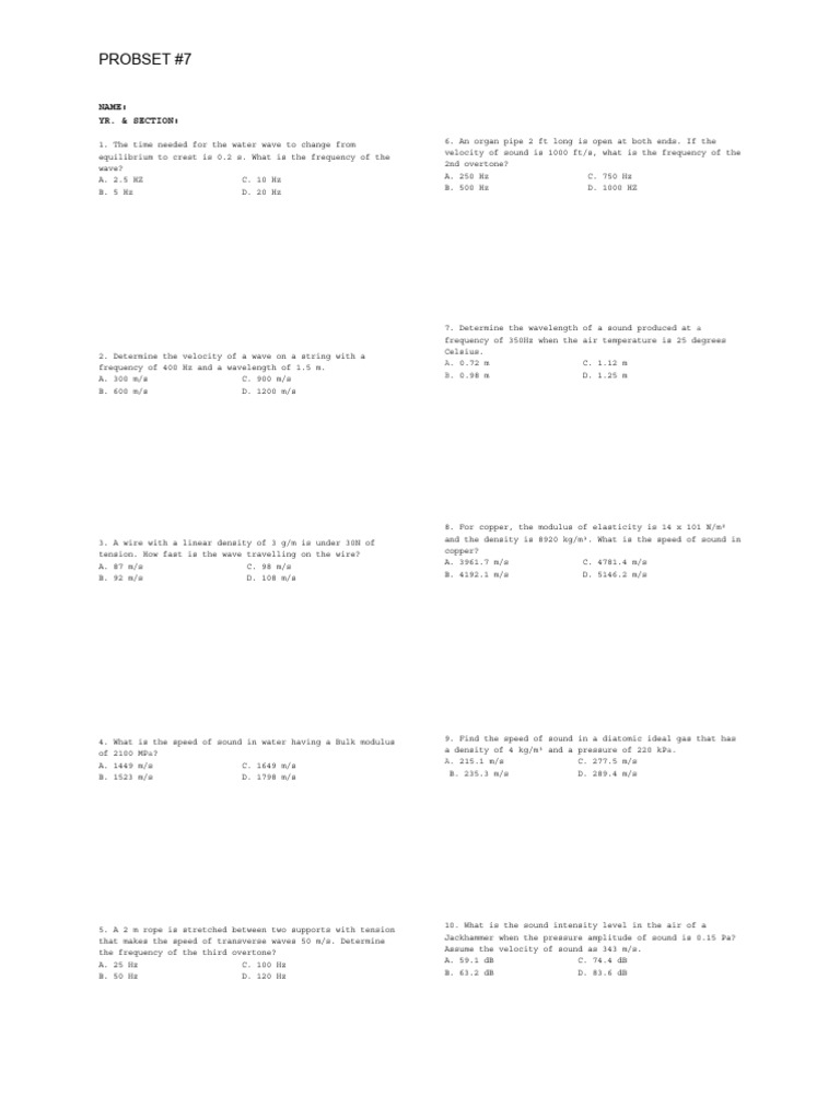 Probset 7 | PDF | Sound | Decibel