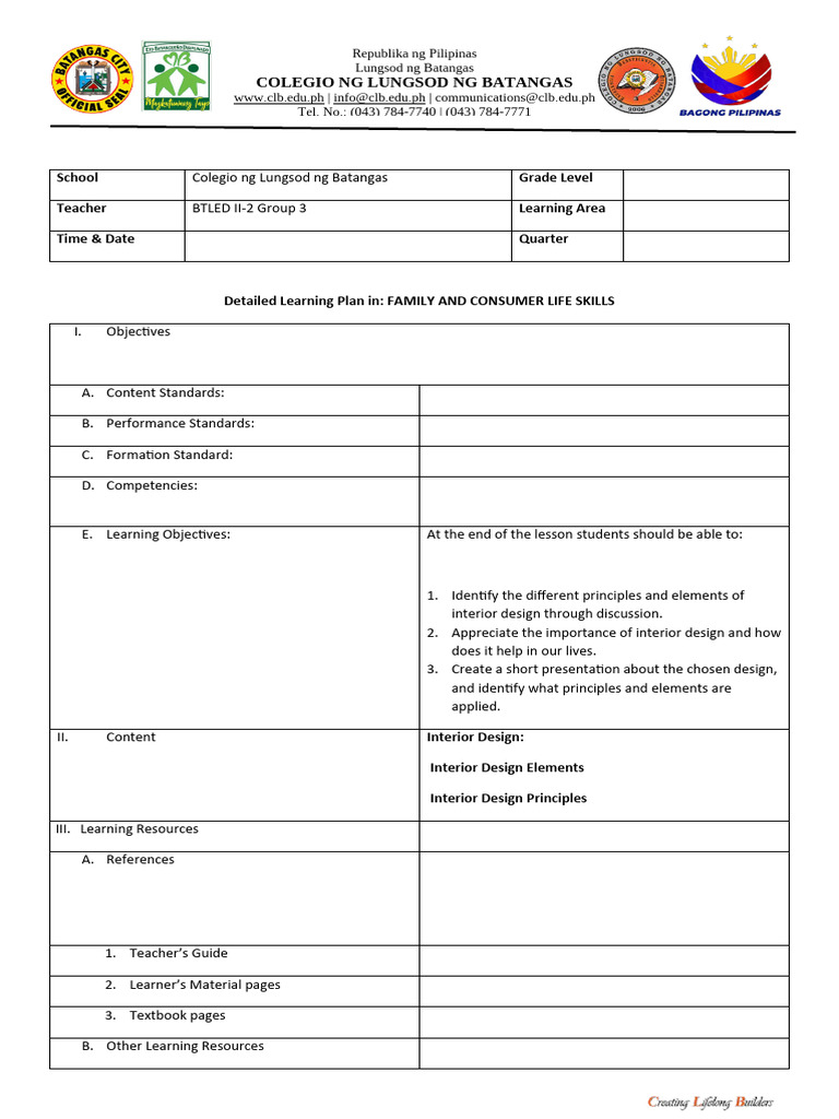 Interior Design Learning Plan | PDF | Interior Design | Lighting