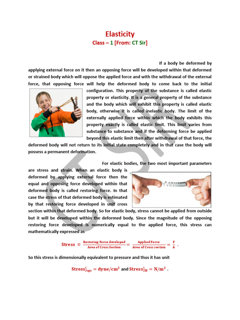 Understanding Elasticity and Stress-Strain | PDF | Elasticity (Physics ...