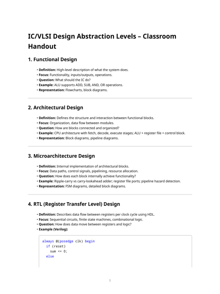 IC/VLSI Design Abstraction Levels Guide | PDF | Digital Technology ...