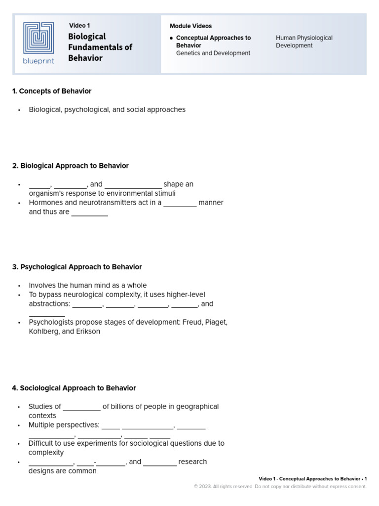 Conceptual Approaches to Behavior | PDF | Genetics | Nature Versus Nurture