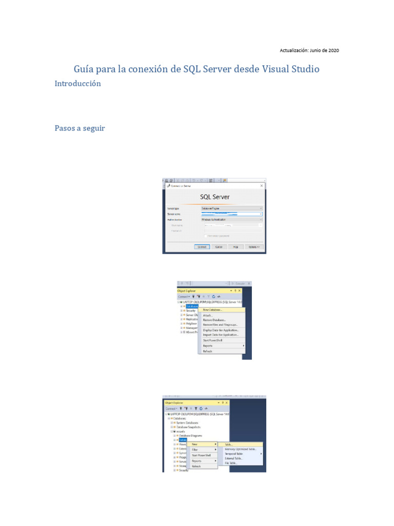 Conectar SQL Server a Visual Studio | PDF | Servidor SQL de Microsoft ...