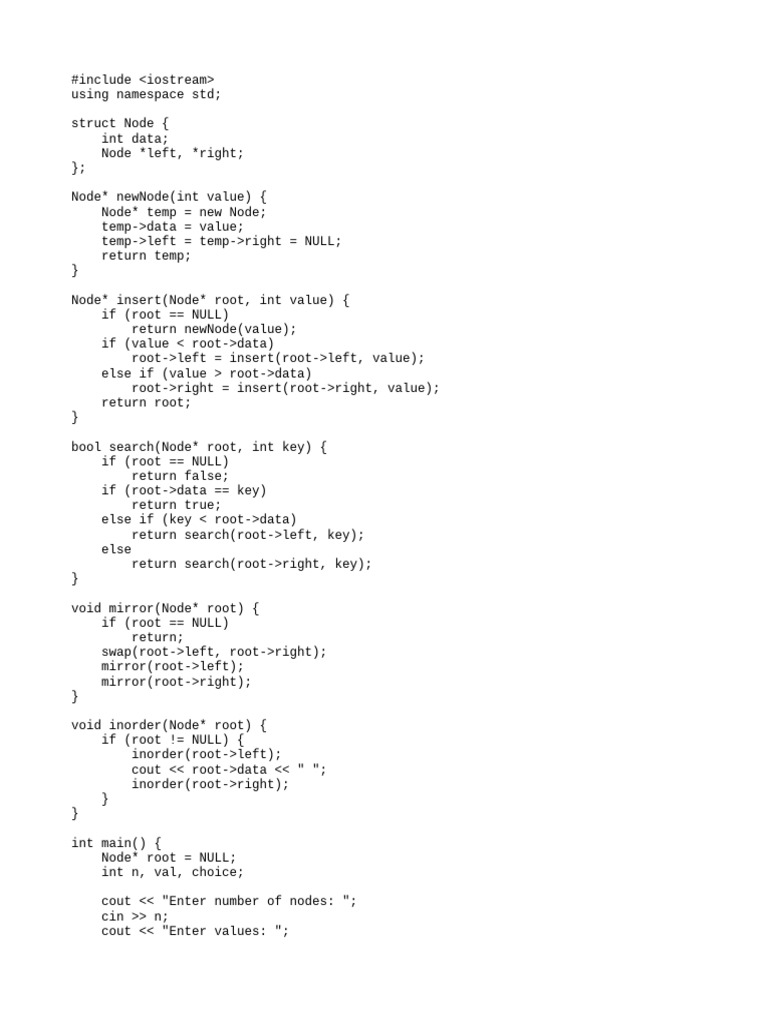 C++ Binary Tree Operations Guide | PDF