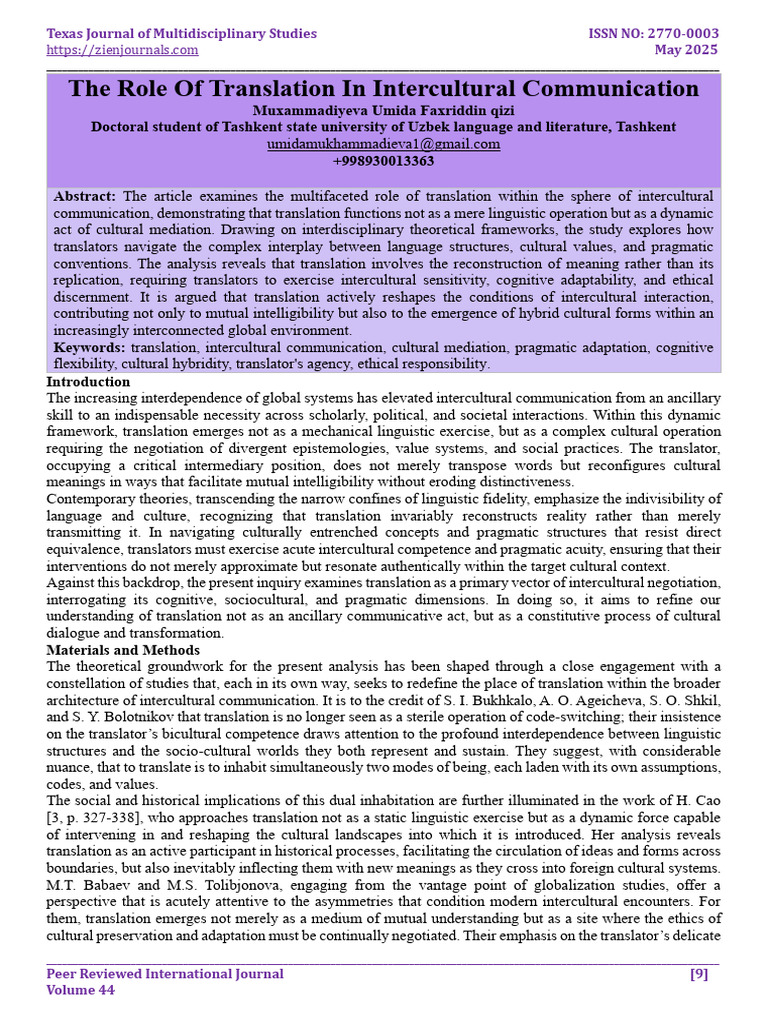 Copy1 the Role of Translation in Intercultural Communication+(1) | PDF ...