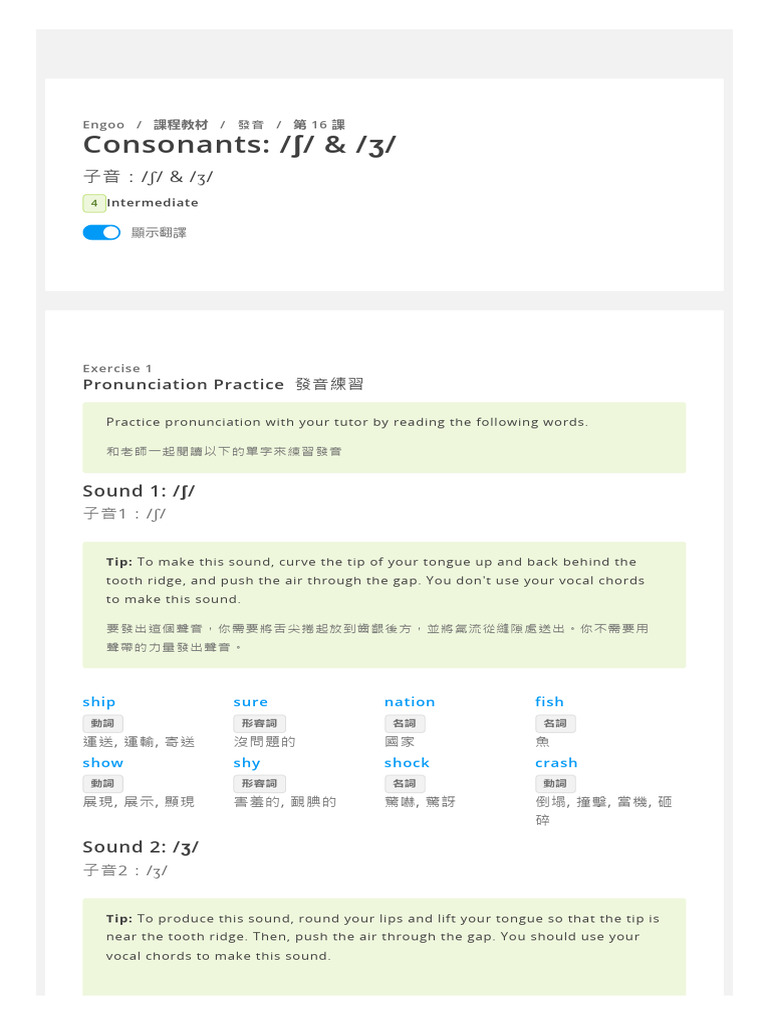 Pronunciation Guide: /ʃ/ & /ʒ/ Sounds | PDF