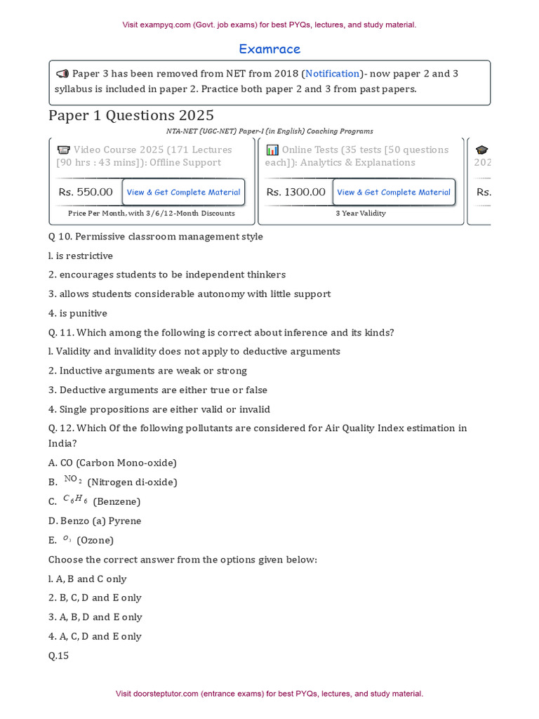 UGC NET Paper 1 Questions 2025 Guide | PDF | Argument | Deductive Reasoning