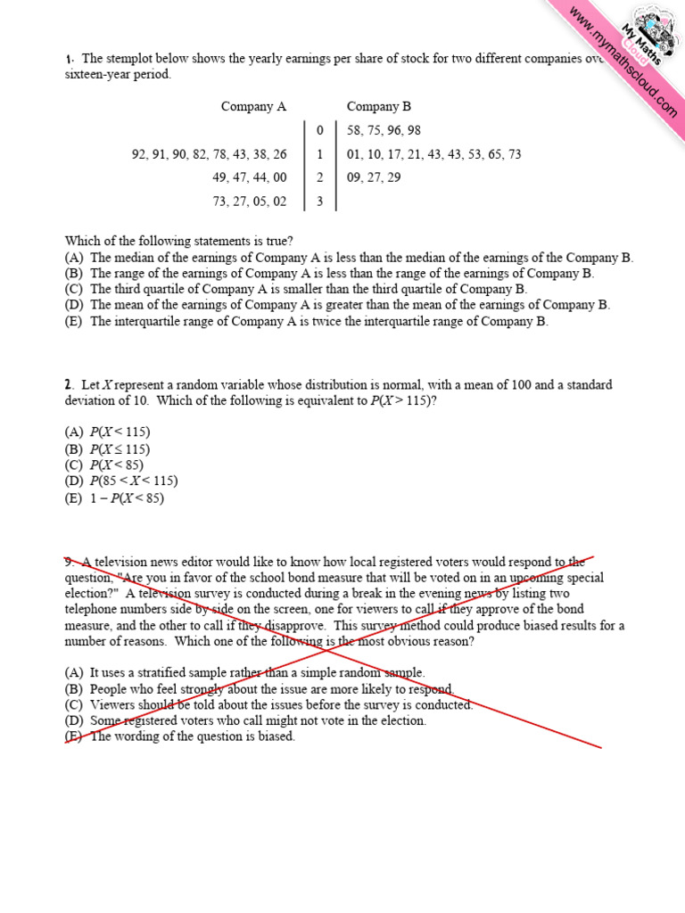 AP Stats Unit 2 Practice Test | PDF | Quartile | Descriptive Statistics