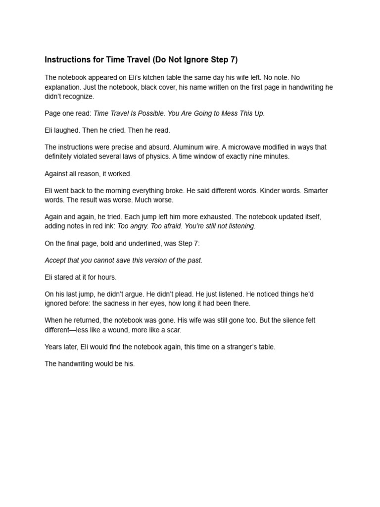 Instructions For Time Travel | PDF