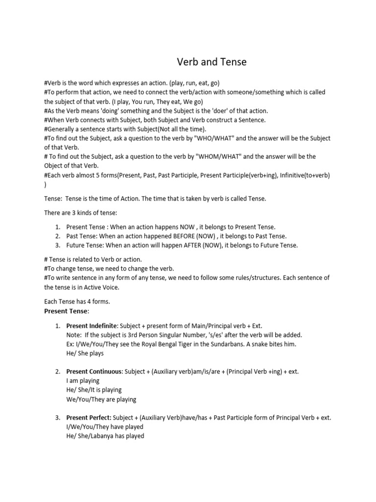 Understanding Verbs and Tenses | PDF | Verb | Grammatical Tense