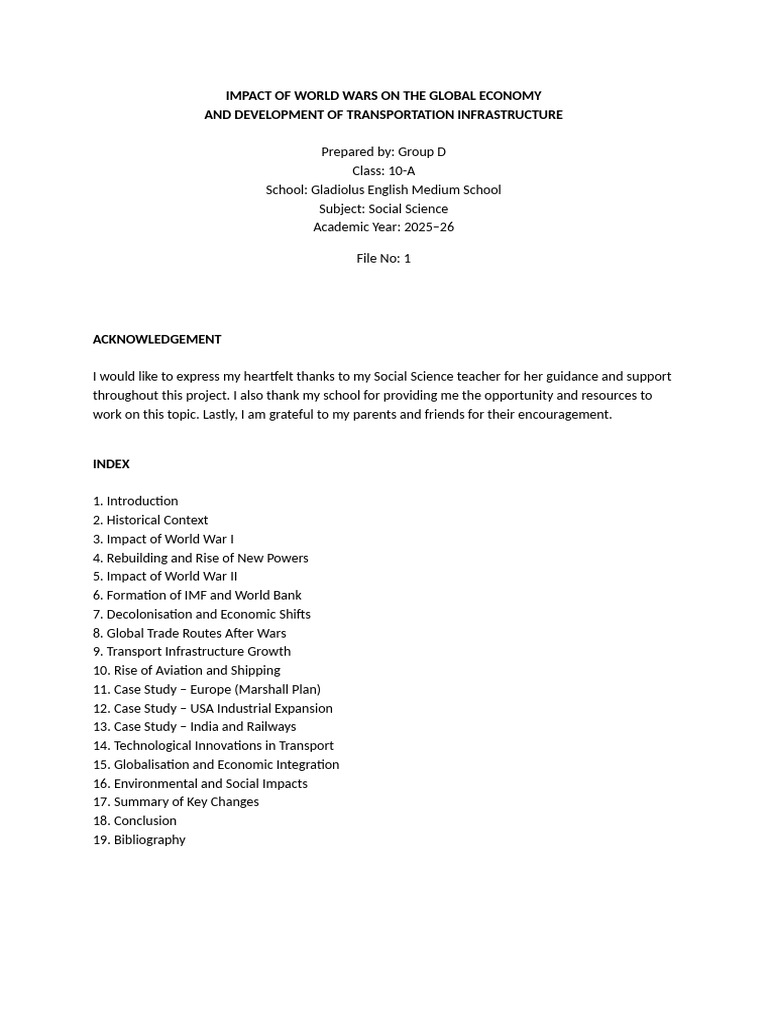 SST Project File 1 | PDF | Globalization | Transport