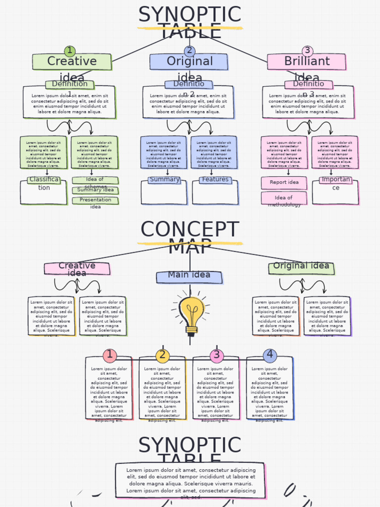 Colorful and White Hand Drawn Synoptic Table Presentation | PDF