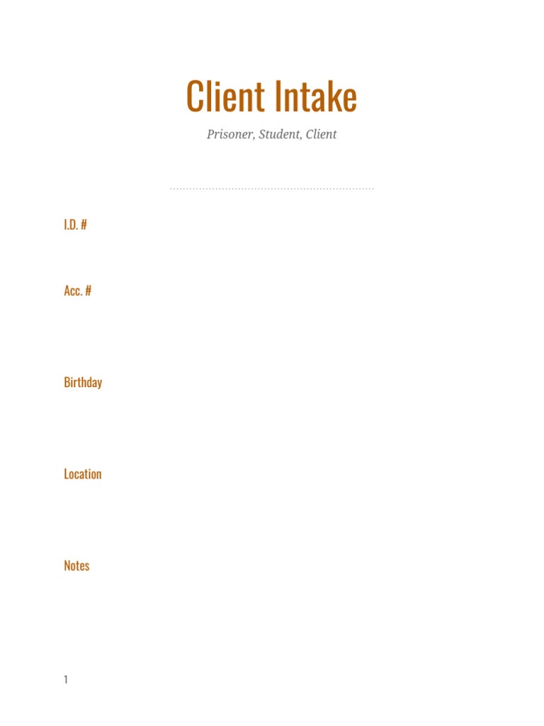 Client Intake Form | PDF