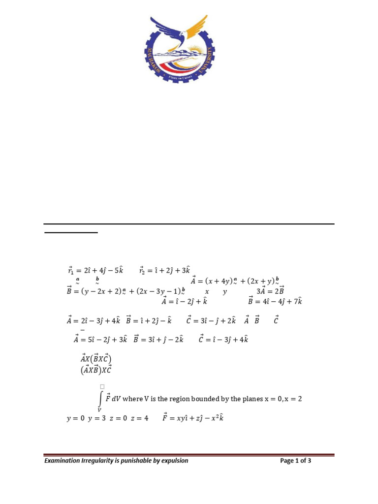 Examination Rules and Vector Analysis Exam | PDF | Acceleration | Curvature