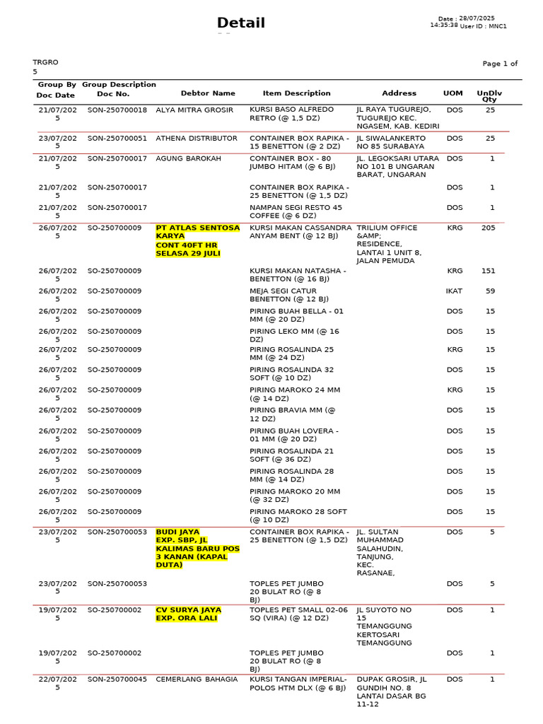 Product Delivery Details Report | PDF