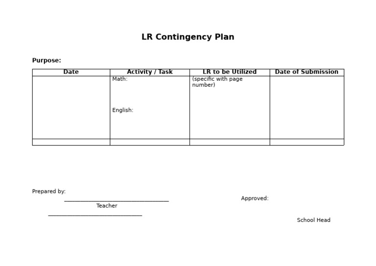 LR Contingency Plan Template | PDF