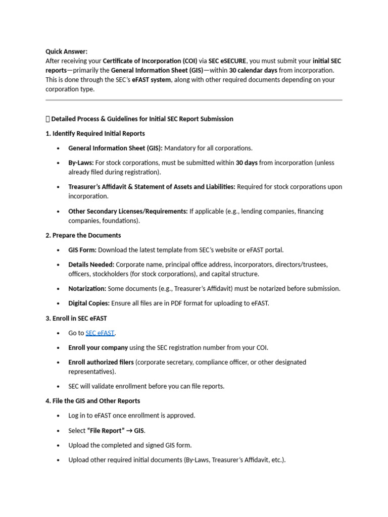 Initial SEC Report Submission Guide | PDF | U.S. Securities And ...