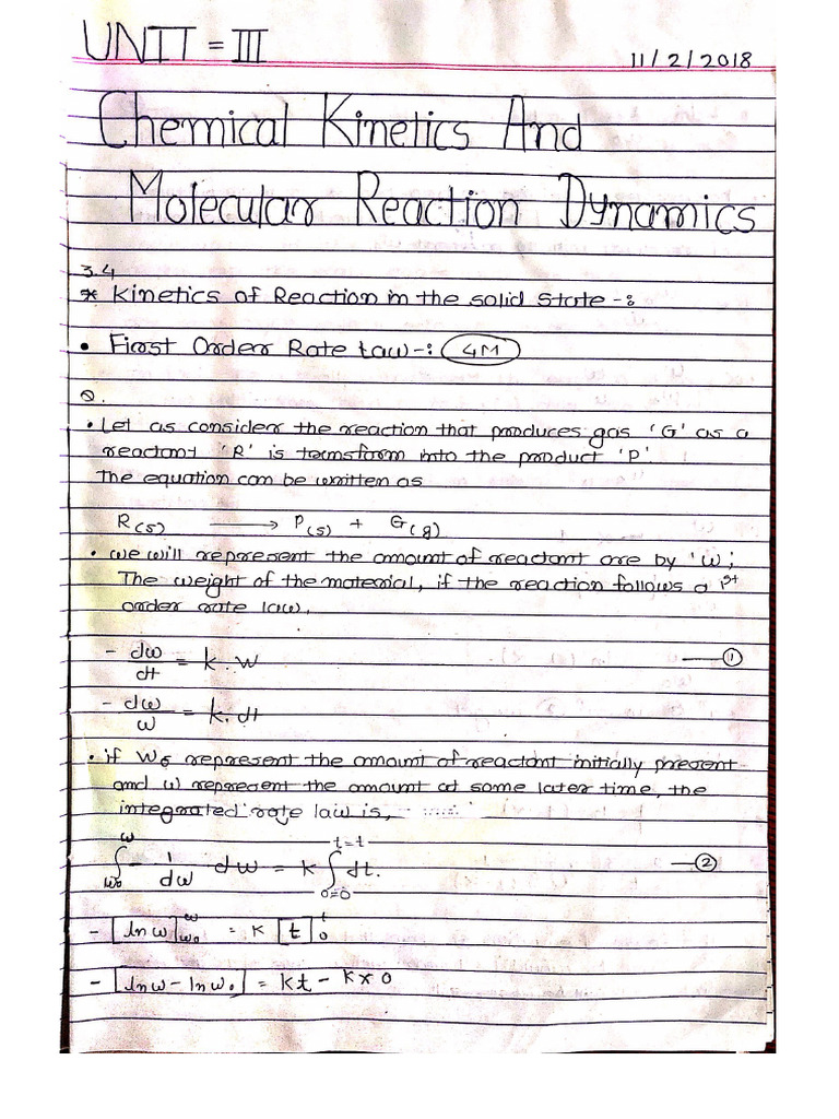 Chemical Kinetics Notes | PDF