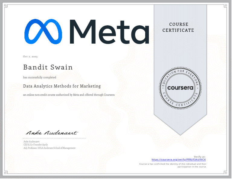 Data Analytics Course Completion Certificate | PDF