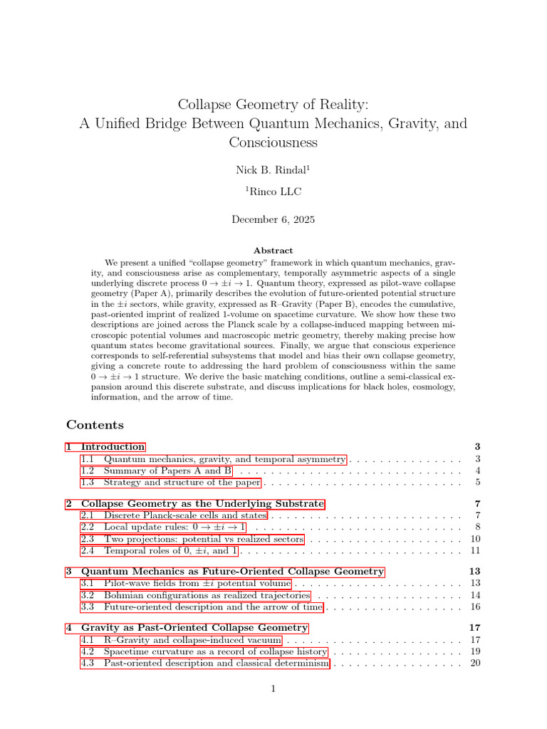 Collapse Geometry: Unifying Quantum, Gravity, Consciousness | PDF ...