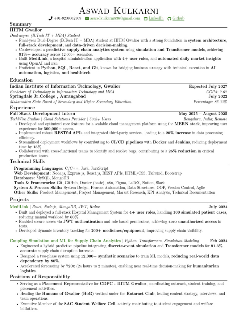 Aswad FullStack Resume | PDF | Simulation | Cloud Computing