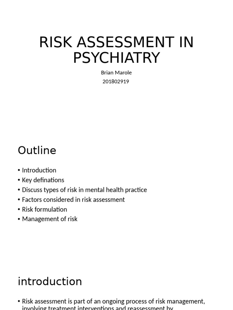 Risk Assessment in Psychiatry Explained | PDF | Risk | Violence