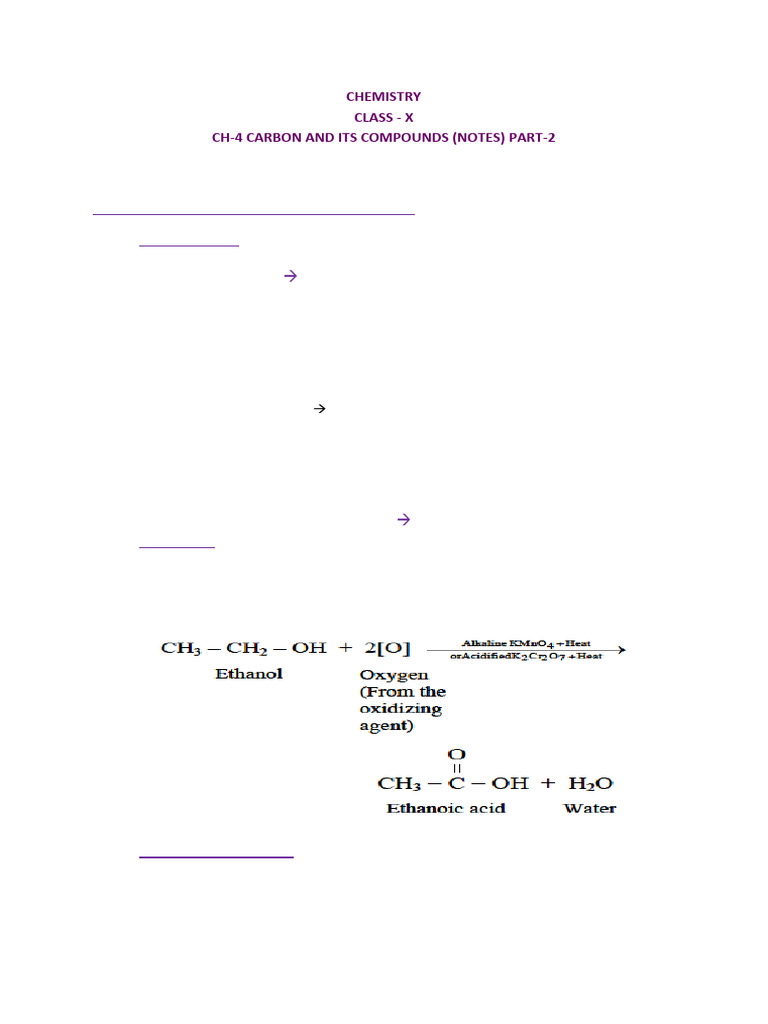 Ch4 Carbon and Its Compounds Notes Part2 (1) | PDF | Ethanol | Acetic Acid
