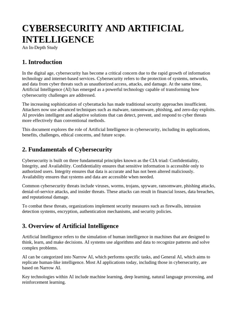 Cybersecurity On AI 10 Page | PDF | Security | Computer Security