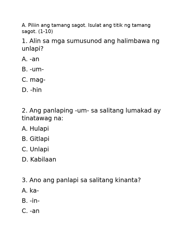 Filipino Panlapi | PDF