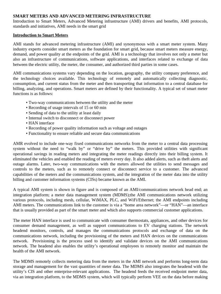 Smart Meters and AMI Overview | PDF | Computer Network | Smart Grid