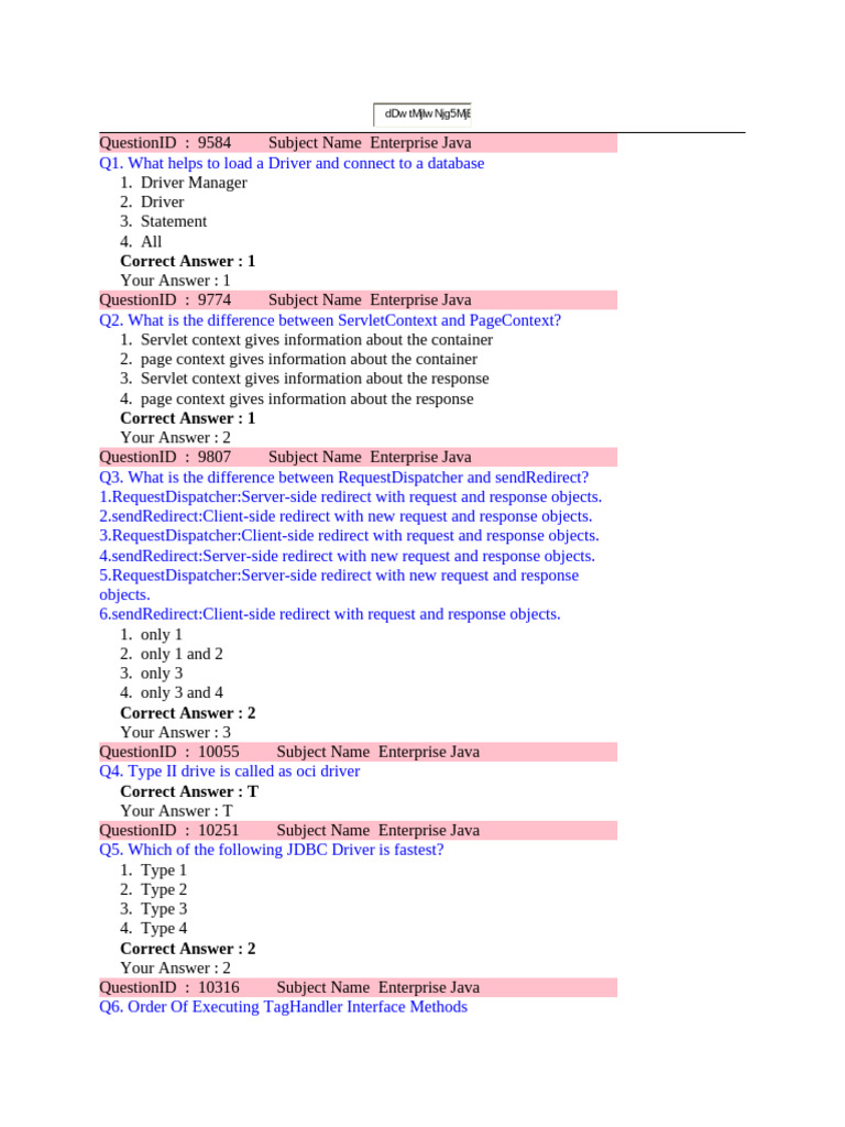 Enterprise Java Quiz Questions and Answers | PDF | Java Specification ...
