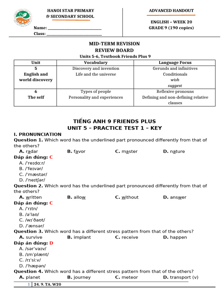 G9 - w19 Mid Term Revision Key | PDF | Optimism | Space Suit