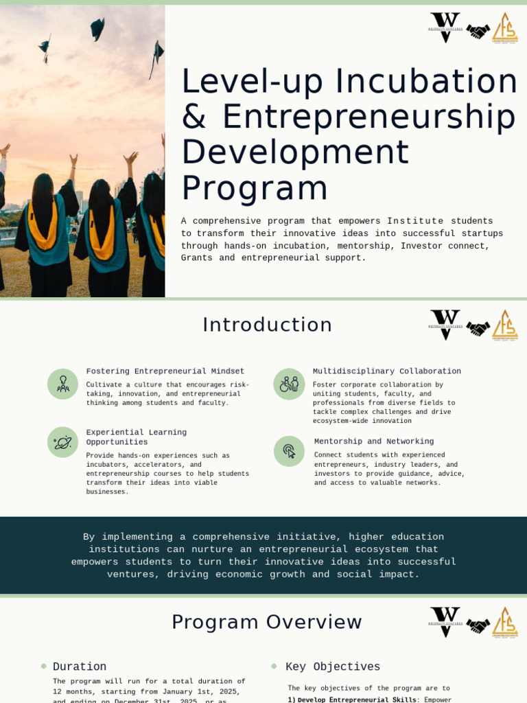 Student Startup Incubation Program | PDF | Entrepreneurship | Startup ...