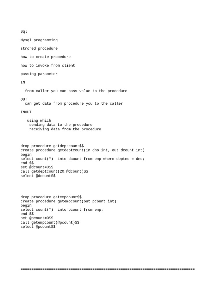 MysqlDay2Eample | PDF | Computer Programming | Control Flow