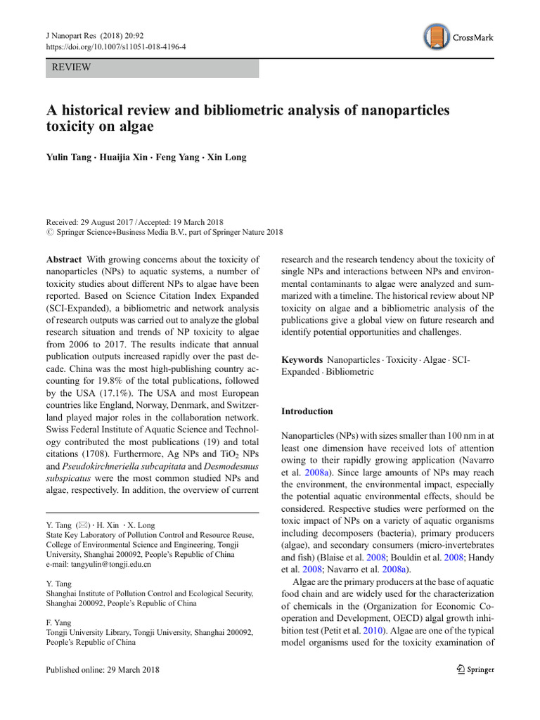 A Historical Review and Bibliometric Analysis of Nanoparticles Toxicity ...