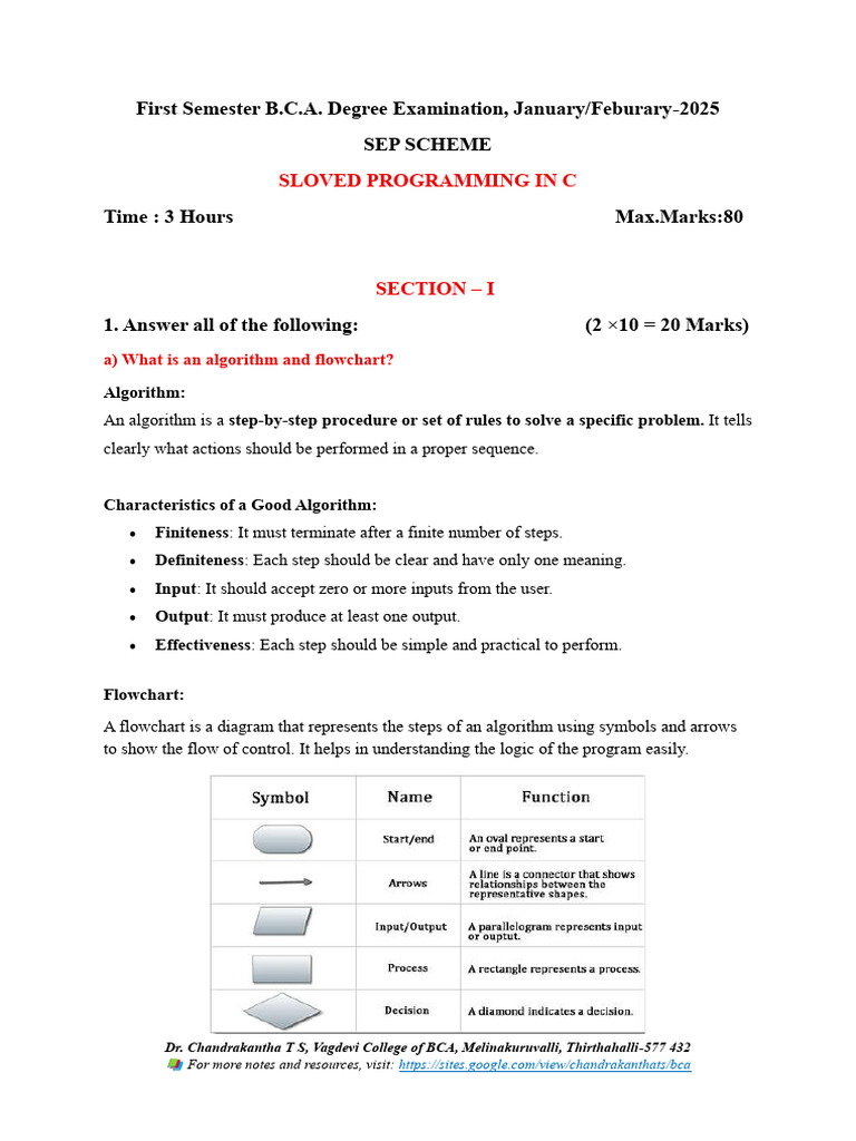 C Programming Exam Guide for BCA Students | PDF | Data Type | Pointer ...