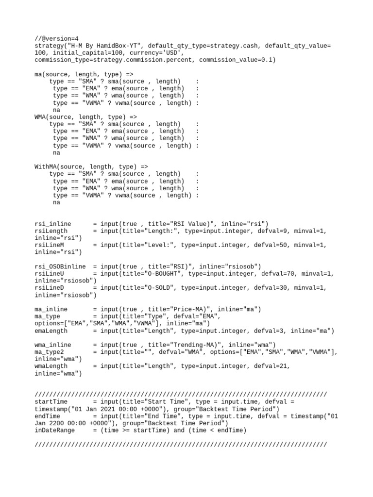 RSI and MA Trading Strategy Script | PDF | Traffic Light | Computer ...