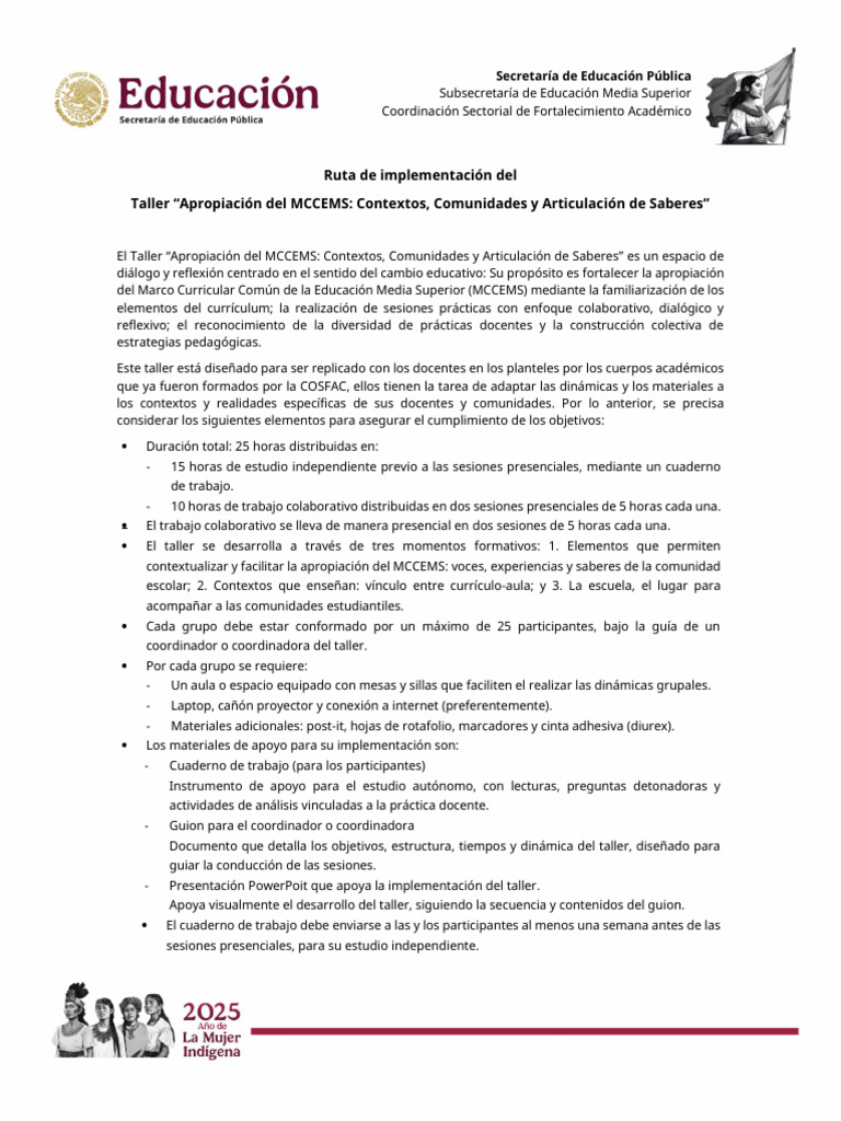 Taller sobre Apropiación del MCCEMS | PDF | Plan de estudios | Enseñando