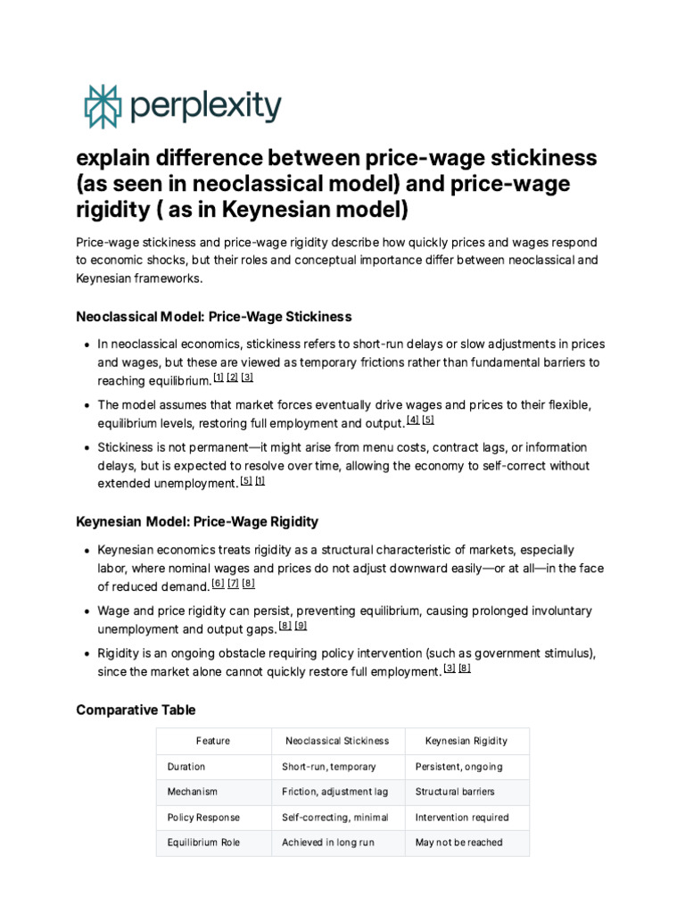 Explain Difference Between Price-wage Stickiness ( | PDF | Nominal ...