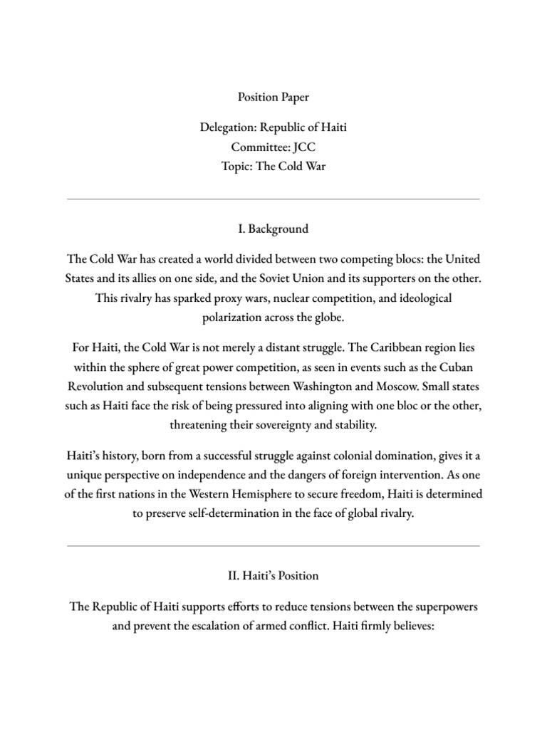 Position Paper | PDF | Cold War | Cuban Missile Crisis
