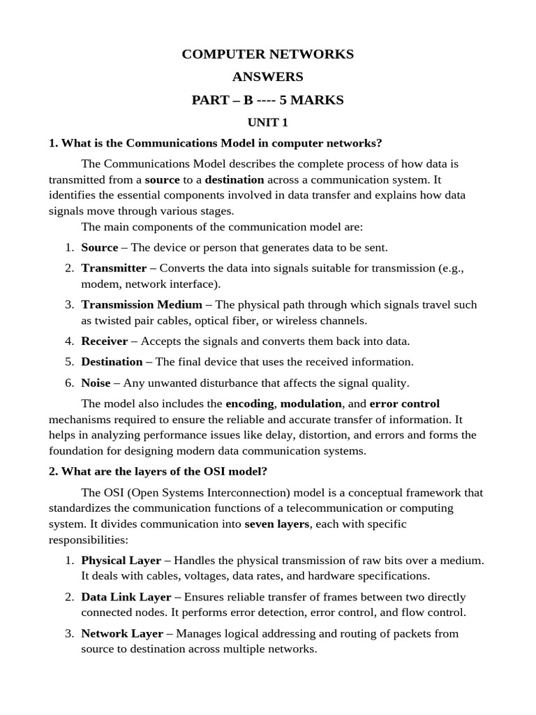 Computer Networks: Key Concepts Explained | PDF | Internet Protocol ...