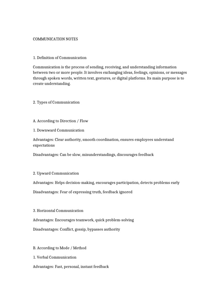 Communication Notes | PDF