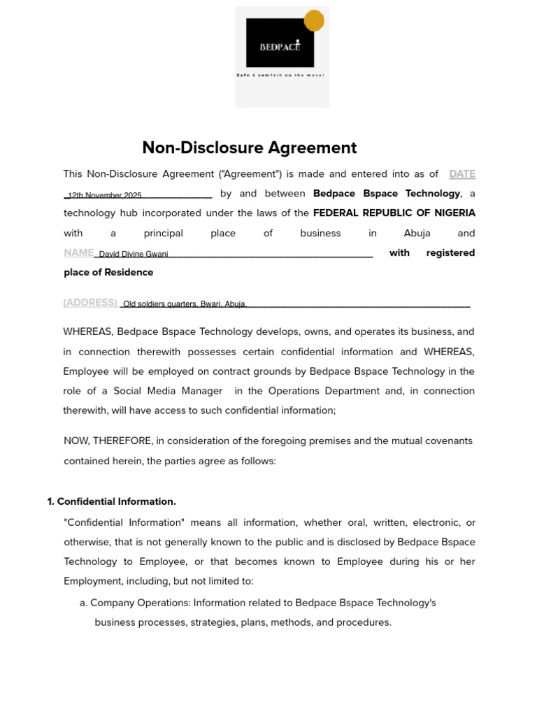 Non-Disclosure Agreement for Employees | PDF | Non Disclosure Agreement ...