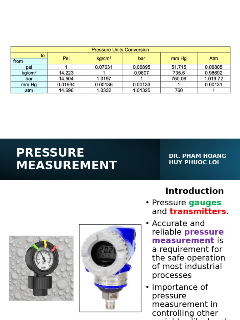 Industrial Pressure Measurement Guide | PDF | Pressure | Pressure ...