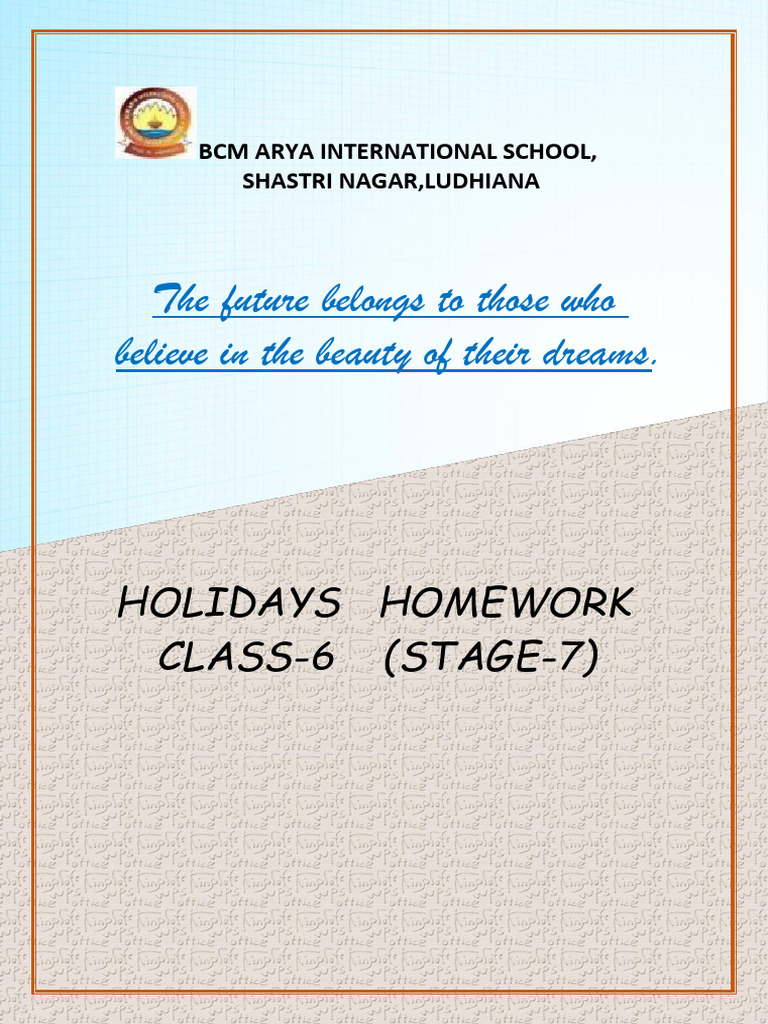 Class 6 Holiday Homework Guide | PDF
