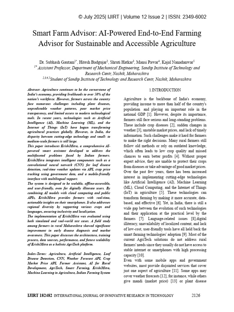 Ijirt182482 Paper | PDF | Agriculture | Internet Of Things
