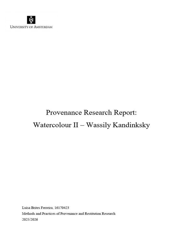 Provenance Research Report Watercolour II – Wassily Kandinksky | PDF ...