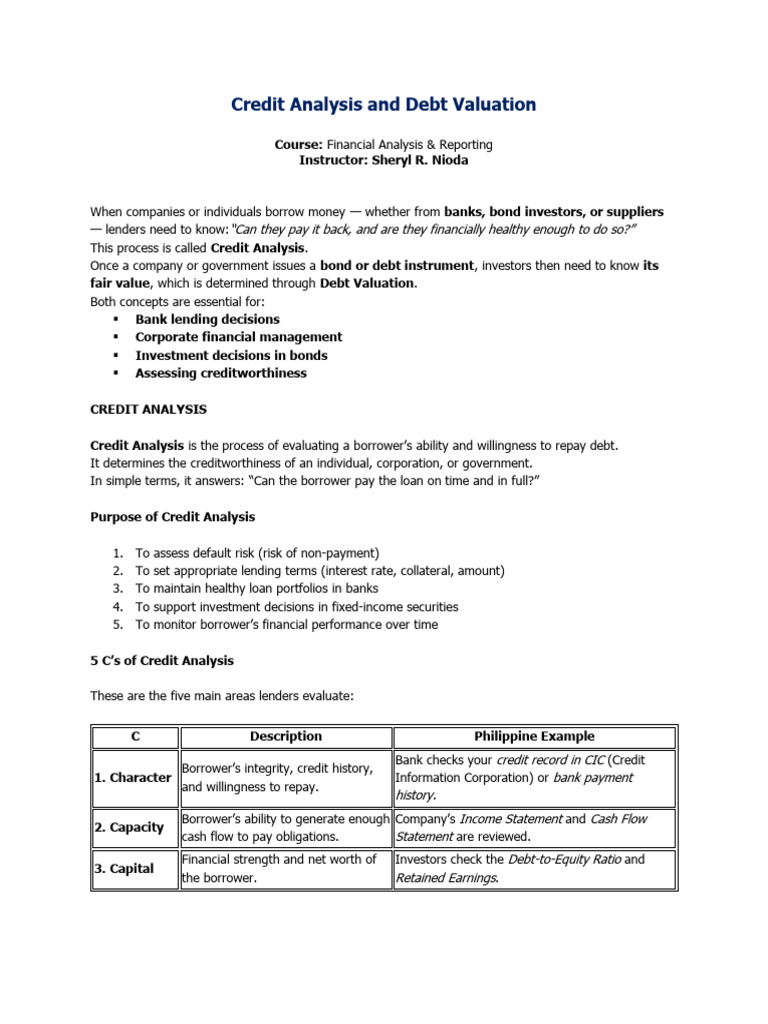 Credit Analysis and Debt Valuation | PDF | Bonds (Finance) | Debt