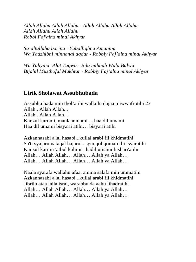 Allah Allahu Allah Allahu | PDF